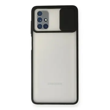Samsung Galaxy M51 Kılıf Palm Buzlu Kamera Sürgülü Silikon - Siyah