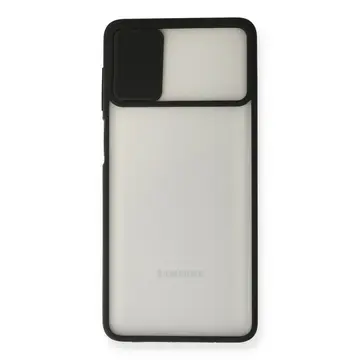 Samsung Galaxy M51 Kılıf Palm Buzlu Kamera Sürgülü Silikon - Siyah