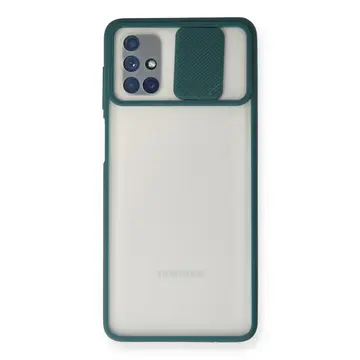 Samsung Galaxy M51 Kılıf Palm Buzlu Kamera Sürgülü Silikon - Yeşil