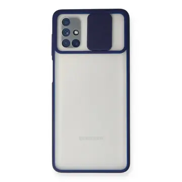 Samsung Galaxy M51 Kılıf Palm Buzlu Kamera Sürgülü Silikon - Lacivert