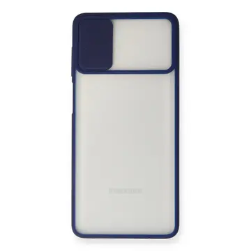 Samsung Galaxy M51 Kılıf Palm Buzlu Kamera Sürgülü Silikon - Lacivert