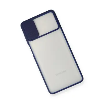 Samsung Galaxy M51 Kılıf Palm Buzlu Kamera Sürgülü Silikon - Lacivert