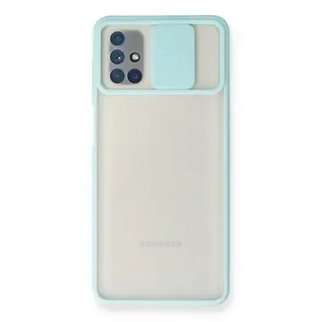 Samsung Galaxy M51 Kılıf Palm Buzlu Kamera Sürgülü Silikon - Turkuaz