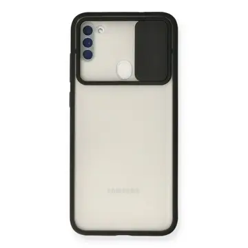 Samsung Galaxy A11 Kılıf Palm Buzlu Kamera Sürgülü Silikon - Siyah