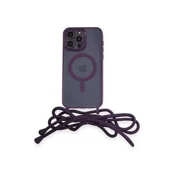 İphone 13 Pro Max Kılıf Divo Lazer Askılı Magsafe Kapak - Derin Mor