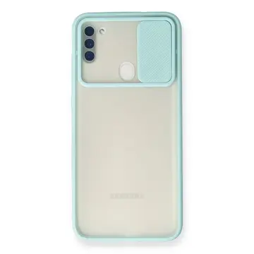 Samsung Galaxy A11 Kılıf Palm Buzlu Kamera Sürgülü Silikon - Turkuaz