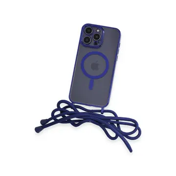 İphone 13 Pro Max Kılıf Divo Lazer Askılı Magsafe Kapak - Mavi