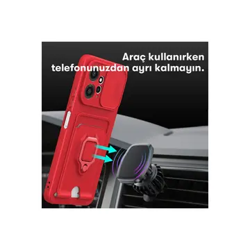 Xiaomi Redmi Note 12 4g Kılıf Zuma Kartvizitli Yüzüklü Silikon - Kırmızı