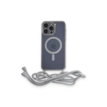İphone 14 Pro Kılıf Divo Lazer Askılı Magsafe Kapak - Gümüş