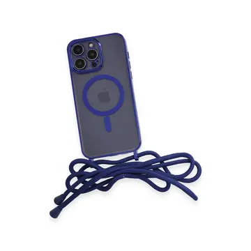 İphone 14 Pro Max Kılıf Divo Lazer Askılı Magsafe Kapak - Mavi
