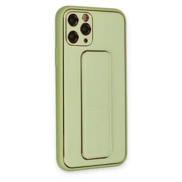İphone 11 Pro Kılıf Coco Deri Standlı Kapak - Su Yeşili