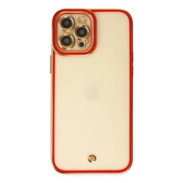 İphone 12 Pro Max Kılıf Liva Lens Silikon - Kırmızı