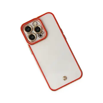İphone 13 Pro Kılıf Liva Lens Silikon - Kırmızı