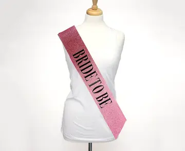 Beyaz Üzeri Altın Büyük Bride To Be Yazılı Simli Işıltılı Kuşak Kemer 10 Cm Genişlik