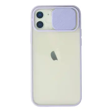 İphone 12 Kılıf Palm Buzlu Kamera Sürgülü Silikon - Lila