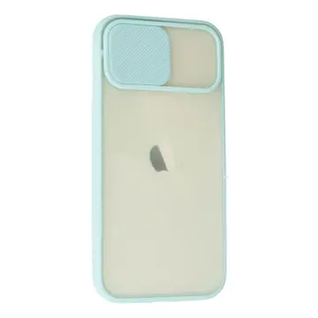 İphone 12 Kılıf Palm Buzlu Kamera Sürgülü Silikon - Turkuaz