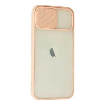 İphone 12 Kılıf Palm Buzlu Kamera Sürgülü Silikon - Pembe