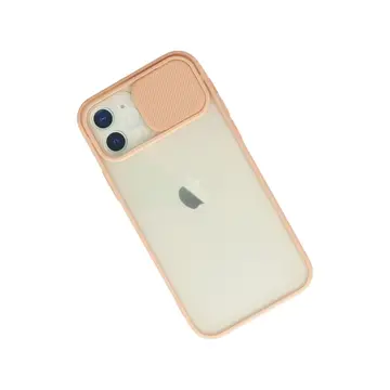İphone 12 Kılıf Palm Buzlu Kamera Sürgülü Silikon - Pembe