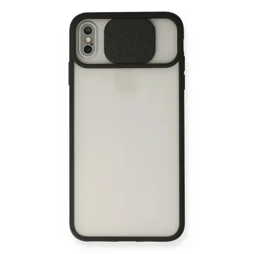 İphone Xs Max Kılıf Palm Buzlu Kamera Sürgülü Silikon - Siyah