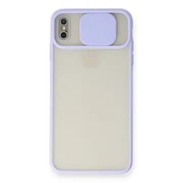 İphone Xs Max Kılıf Palm Buzlu Kamera Sürgülü Silikon - Lila