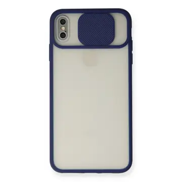 İphone Xs Max Kılıf Palm Buzlu Kamera Sürgülü Silikon - Lacivert