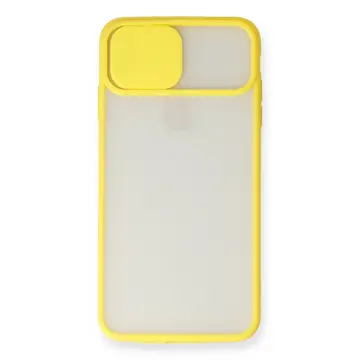 İphone Xs Max Kılıf Palm Buzlu Kamera Sürgülü Silikon - Sarı