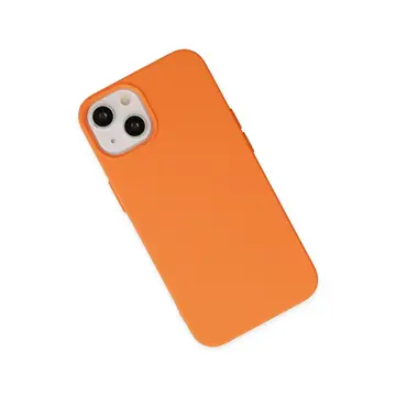 İphone 14 Kılıf Nano İçi Kadife Silikon - Turuncu