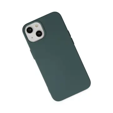İphone 14 Kılıf Nano İçi Kadife Silikon - Koyu Yeşil
