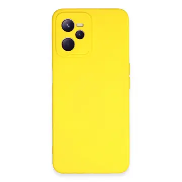 Realme C35 Kılıf Nano İçi Kadife Silikon - Sarı