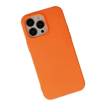 İphone 14 Pro Kılıf Nano İçi Kadife Silikon - Turuncu