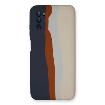 Samsung Galaxy A03s Kılıf Ebruli Lansman Silikon - Lacivert-krem