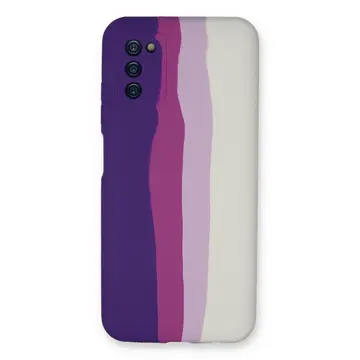 Samsung Galaxy A03s Kılıf Ebruli Lansman Silikon - Mor-beyaz