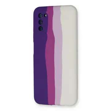 Samsung Galaxy A03s Kılıf Ebruli Lansman Silikon - Mor-beyaz