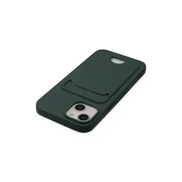 İphone 14 Plus Kılıf Kelvin Kartvizitli Silikon - Koyu Yeşil