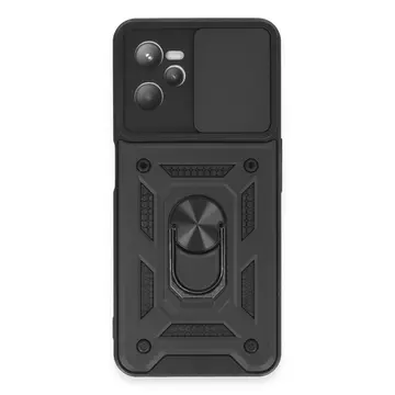 Realme C35 Kılıf Pars Lens Yüzüklü Silikon - Siyah