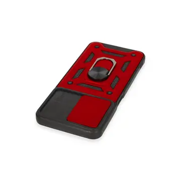 Realme C35 Kılıf Pars Lens Yüzüklü Silikon - Kırmızı