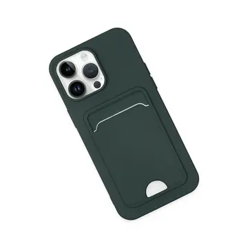 İphone 14 Pro Kılıf Kelvin Kartvizitli Silikon - Koyu Yeşil