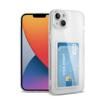 İphone 14 Plus Kılıf Kart Şeffaf Silikon - Şeffaf