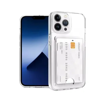 İphone 14 Pro Max Kılıf Kart Şeffaf Silikon - Şeffaf
