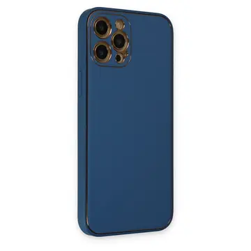 İphone 12 Pro Kılıf Coco Deri Silikon Kapak - Açık Mavi