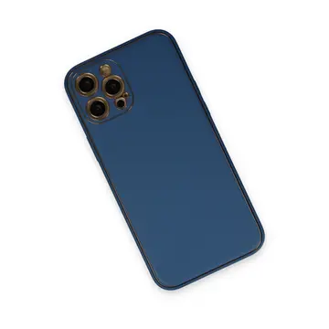 İphone 12 Pro Kılıf Coco Deri Silikon Kapak - Açık Mavi