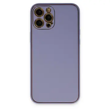 İphone 12 Pro Kılıf Coco Deri Silikon Kapak - Açık Lila