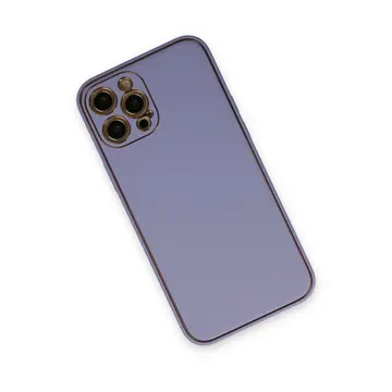 İphone 12 Pro Kılıf Coco Deri Silikon Kapak - Açık Lila
