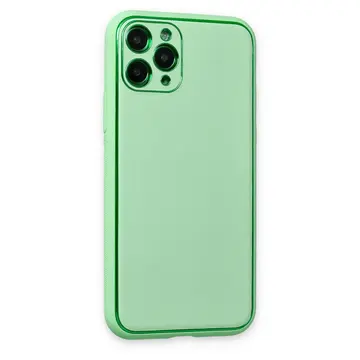 İphone 11 Pro Kılıf Coco Deri Silikon Kapak - Açık Yeşil