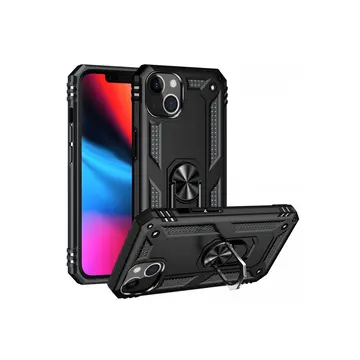 İphone 14 Plus Kılıf Sofya Yüzüklü Silikon Kapak - Siyah