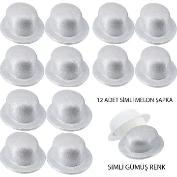 Mor Renk Simli Melon Yuvarlak Parti Şapkası 12 Adet