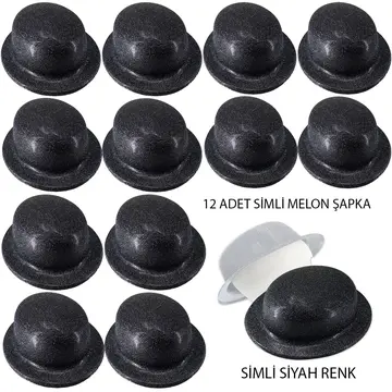Mor Renk Simli Melon Yuvarlak Parti Şapkası 12 Adet