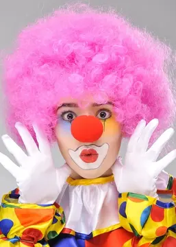 Mor Renk Kıvırcık Afro Bonus Peruk Takma Saç Ve Kırmızı Burun Seti