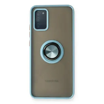 Samsung Galaxy A02s Kılıf Montreal Yüzüklü Silikon Kapak - Buz Mavi