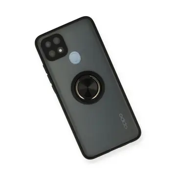 Oppo A15 Kılıf Montreal Yüzüklü Silikon Kapak - Siyah